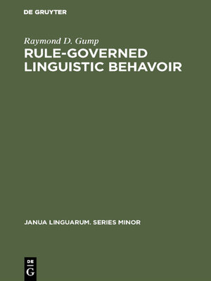 cover image of Rule-governed linguistic behavoir